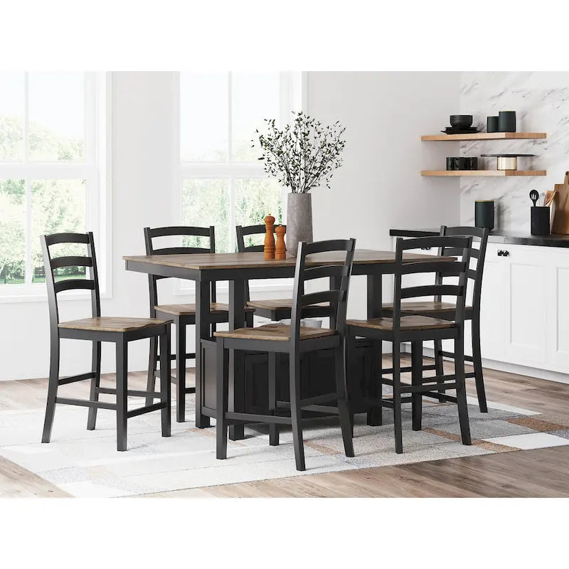 Signature Design by Ashley Wildenauer Brown/Black Rectangular Dining Counter Table - 60 W x 38 D x 36 H