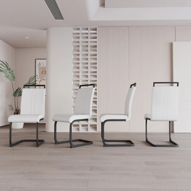 High Back Upholstered Side Chair with C-shaped Tube