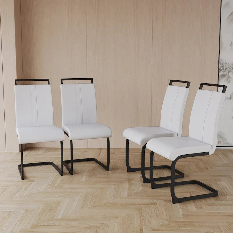 High Back Upholstered Side Chair with C-shaped Tube