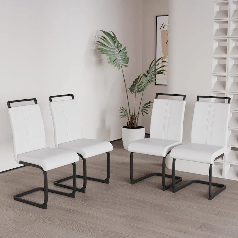 High Back Upholstered Side Chair with C-shaped Tube
