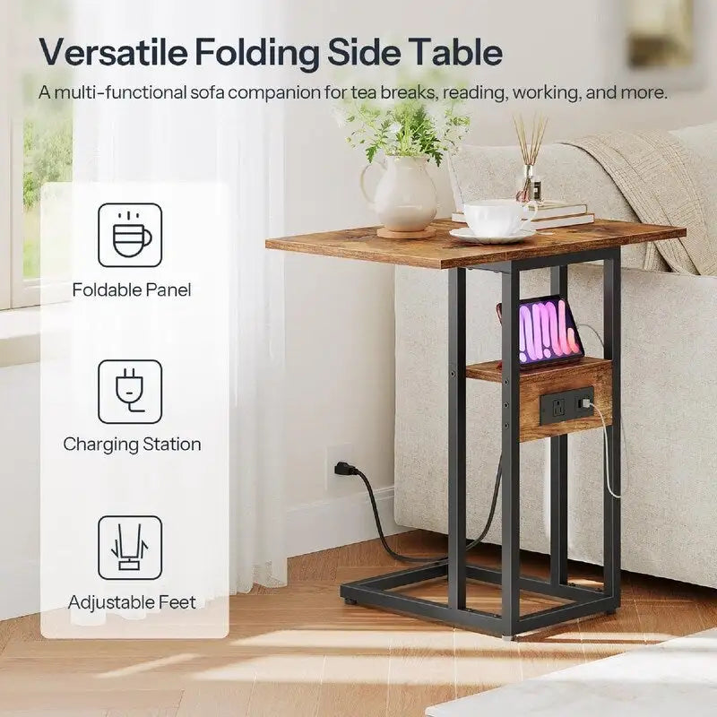 Foldable End Table - 15.4 D x 10.2 W x 25.2 H