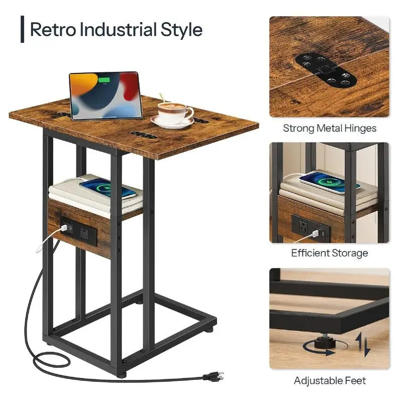Foldable End Table - 15.4 D x 10.2 W x 25.2 H