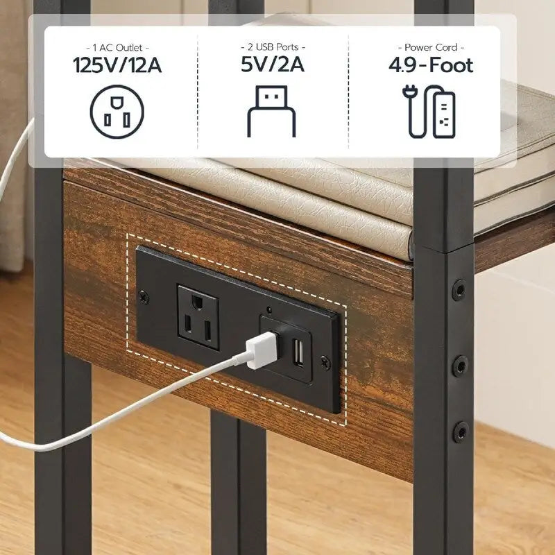 Foldable End Table - 15.4 D x 10.2 W x 25.2 H