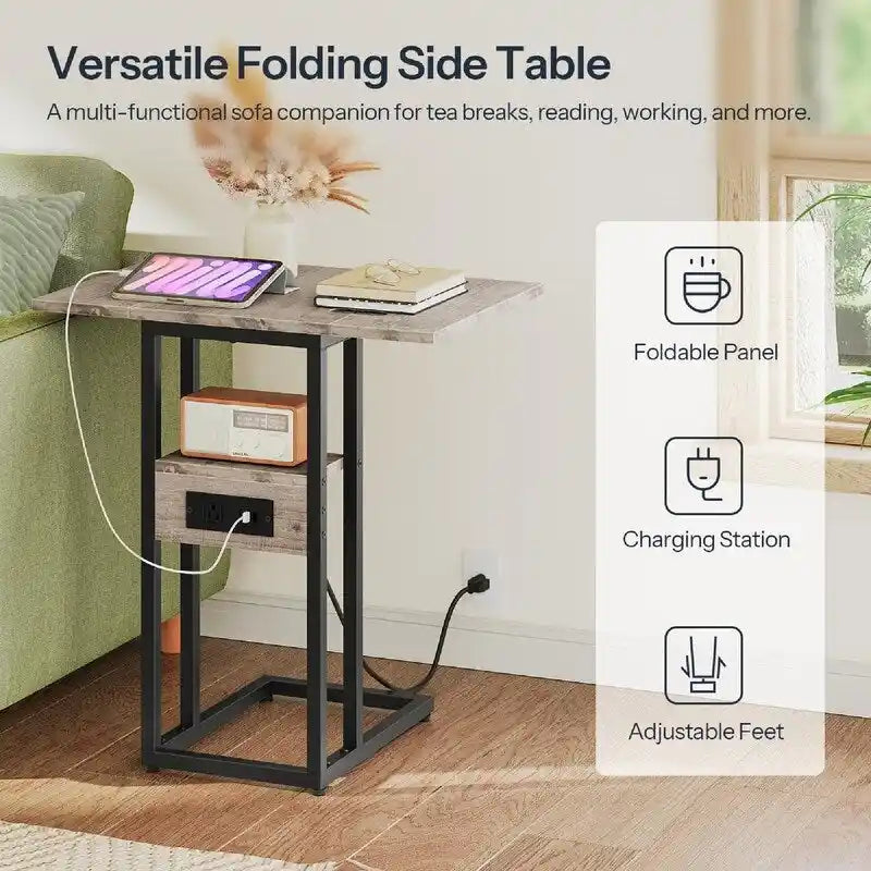 Foldable End Table - 15.4 D x 10.2 W x 25.2 H