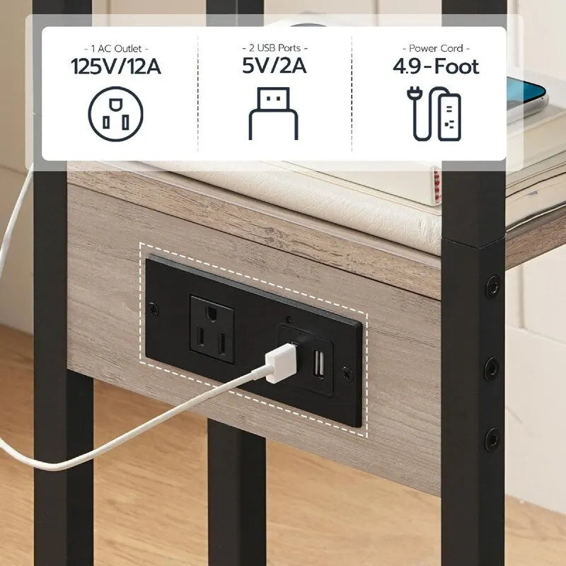 Foldable End Table - 15.4 D x 10.2 W x 25.2 H