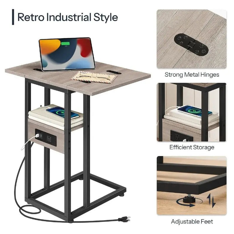 Foldable End Table - 15.4 D x 10.2 W x 25.2 H