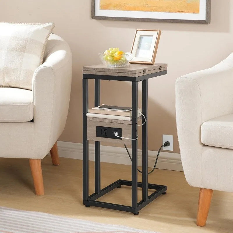 Foldable End Table - 15.4 D x 10.2 W x 25.2 H