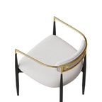Set of 2 Modern Medieval Dining Chairs,Teddy Velvet, Metal Legs