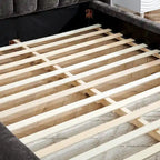 Queen Size Upholstered Platform Bed with Thick Chenille Fabric, Solid Frame & Headboard,DARK GREY