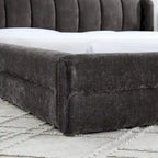 Queen Size Upholstered Platform Bed with Thick Chenille Fabric, Solid Frame & Headboard,DARK GREY