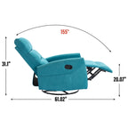 Manual Recliner Chair with Rocker and Swivel in Fabric for Living Room