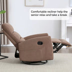 Manual Recliner Chair with Rocker and Swivel in Fabric for Living Room