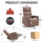 Manual Recliner Chair with Rocker and Swivel in Fabric for Living Room