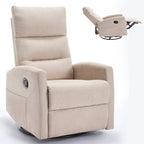 Manual Recliner Chair with Rocker and Swivel in Fabric for Living Room