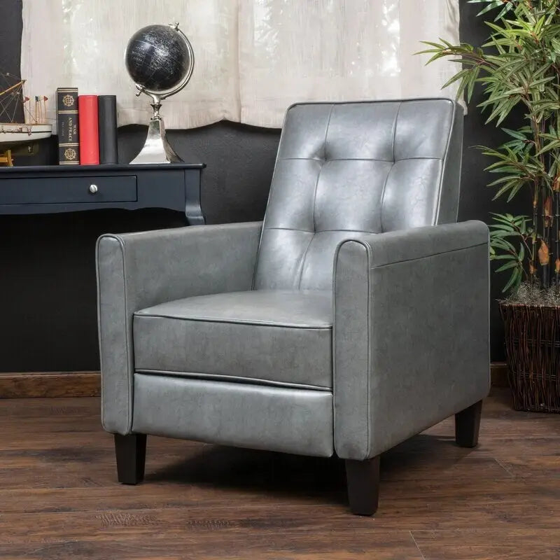 Roomfitters 26.75  Wide Manual Club Recliner with Rolled Arms and Plush Cushioning for Ultimate Comfort, Dark Grey
