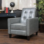 Roomfitters 26.75  Wide Manual Club Recliner with Rolled Arms and Plush Cushioning for Ultimate Comfort, Dark Grey
