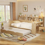 Twin Daybed with Shelves, Trundle & Desk