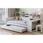 Twin Daybed with Shelves, Trundle & Desk