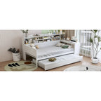 Twin Daybed with Shelves, Trundle & Desk
