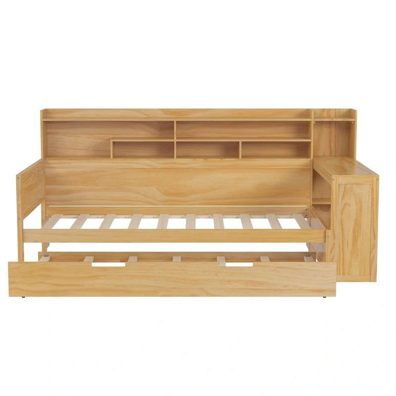Twin Daybed with Shelves, Trundle & Desk