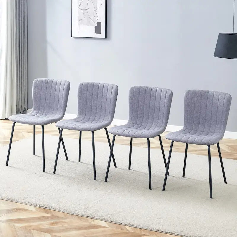 Classic Dining Chair Set of 4, Kitchen Armless Side Chair, Interior Decoration Chair with Metal Legs for Dining Room