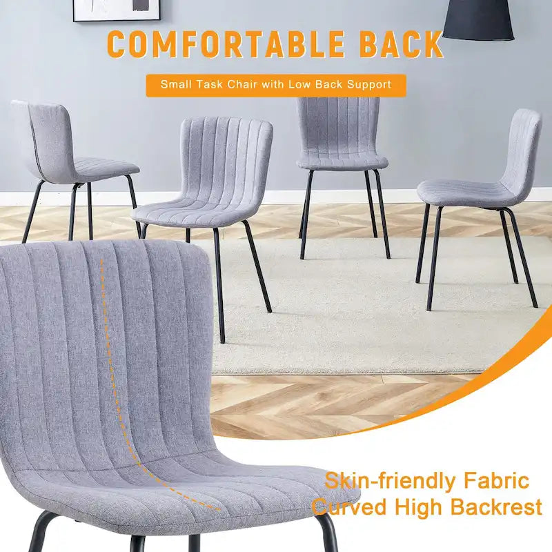 Classic Dining Chair Set of 4, Kitchen Armless Side Chair, Interior Decoration Chair with Metal Legs for Dining Room