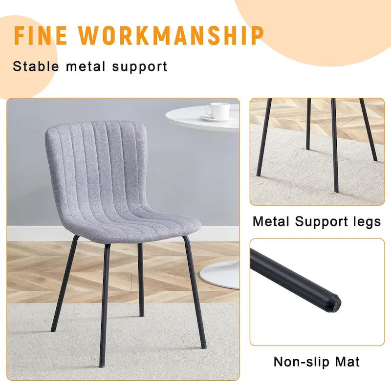 Classic Dining Chair Set of 4, Kitchen Armless Side Chair, Interior Decoration Chair with Metal Legs for Dining Room