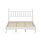 Queen Retro Platform Bed with Gourd-Shaped Headboard & Solid Wood Frame