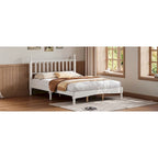 Queen Retro Platform Bed with Gourd-Shaped Headboard & Solid Wood Frame
