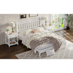 Queen Retro Platform Bed with Gourd-Shaped Headboard & Solid Wood Frame