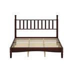 Queen Retro Platform Bed with Gourd-Shaped Headboard & Solid Wood Frame