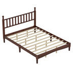Queen Retro Platform Bed with Gourd-Shaped Headboard & Solid Wood Frame