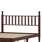 Queen Retro Platform Bed with Gourd-Shaped Headboard & Solid Wood Frame