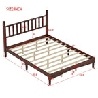 Queen Retro Platform Bed with Gourd-Shaped Headboard & Solid Wood Frame