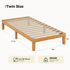 Twin Size Solid Wood Platform Bed with 1000lb Capacity & Storage