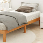 Twin Size Solid Wood Platform Bed with 1000lb Capacity & Storage