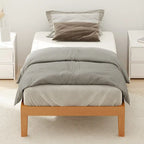 Twin Size Solid Wood Platform Bed with 1000lb Capacity & Storage