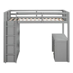 Twin Size Loft Bed with Ladder, Shelves, and Desk