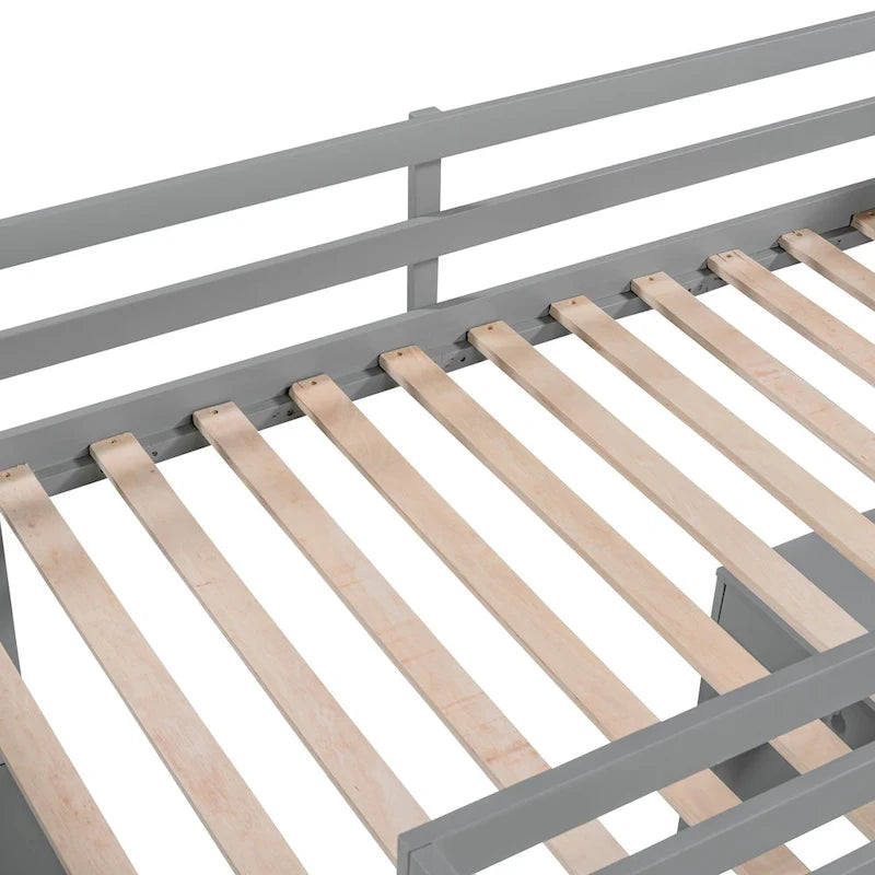 Twin Size Loft Bed with Ladder, Shelves, and Desk