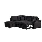 L-shaped Sectional Pull Out Sofa Bed, Recliner Sofa with 2 USB Ports, 2 Power Sockets and Movable Storage Ottoman
