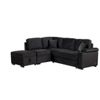 L-shaped Sectional Pull Out Sofa Bed, Recliner Sofa with 2 USB Ports, 2 Power Sockets and Movable Storage Ottoman