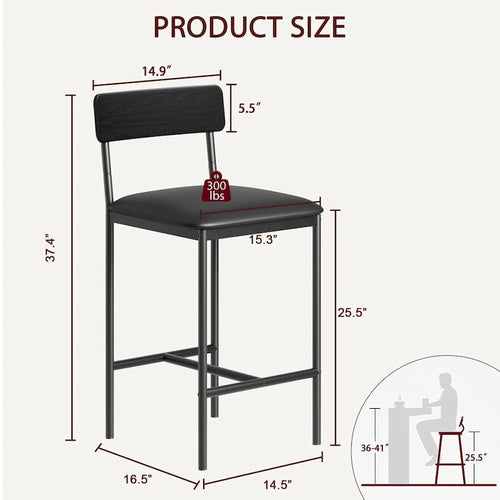 Bar Stools Set of 4, Kitchen Bar Stools with Footrest