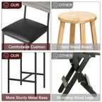 Bar Stools Set of 4, Kitchen Bar Stools with Footrest