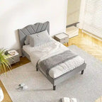 Modern Platform Bed Frame with Upholstered Headboard