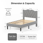 Modern Platform Bed Frame with Upholstered Headboard