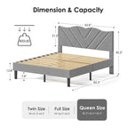 Modern Platform Bed Frame with Upholstered Headboard