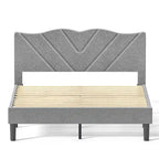 Modern Platform Bed Frame with Upholstered Headboard