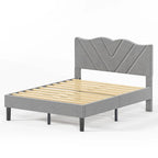 Modern Platform Bed Frame with Upholstered Headboard