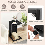 Costway 1/2 PCS C-Shaped End Table with Adjustable Foot Pads 2-In-1