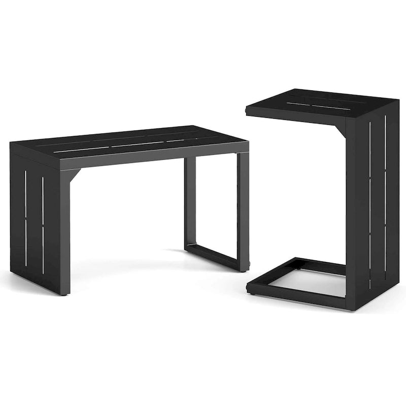 Costway 1/2 PCS C-Shaped End Table with Adjustable Foot Pads 2-In-1